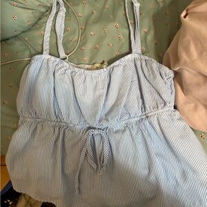 PacSun Blue and White Striped Crop Top